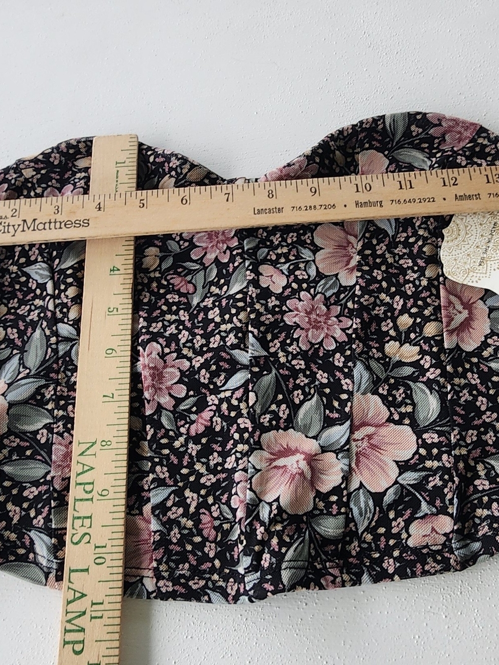 Altar'd State Black Strapless Floral Bustier Top with Pink Blooms - Picture 5 of 9